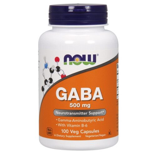 NOW Foods GABA with Vitamin B6, 500mg - 100 vcaps