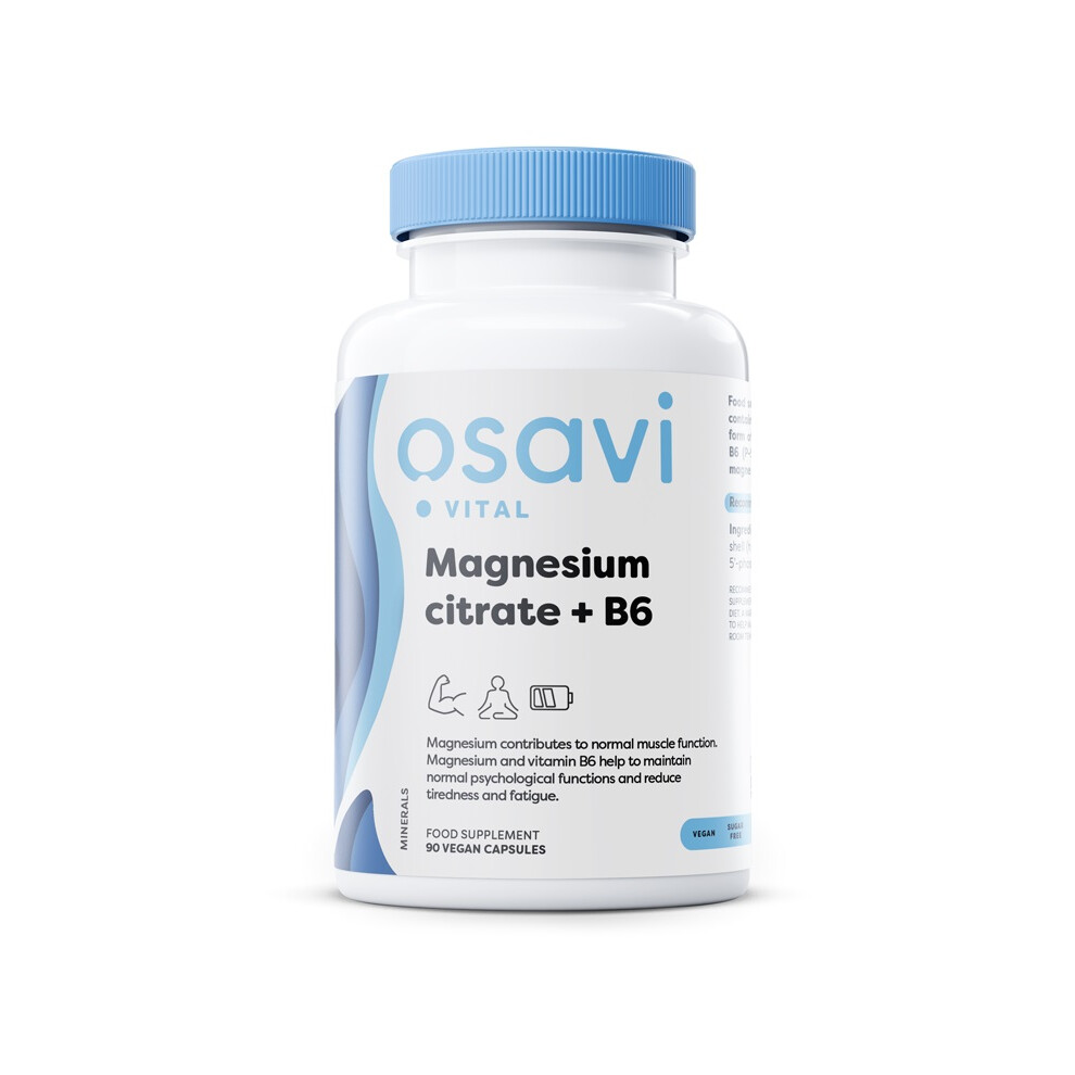Osavi Magnesium Citrate + B6, 375Mg + 4.2Mg - 90 Vcaps