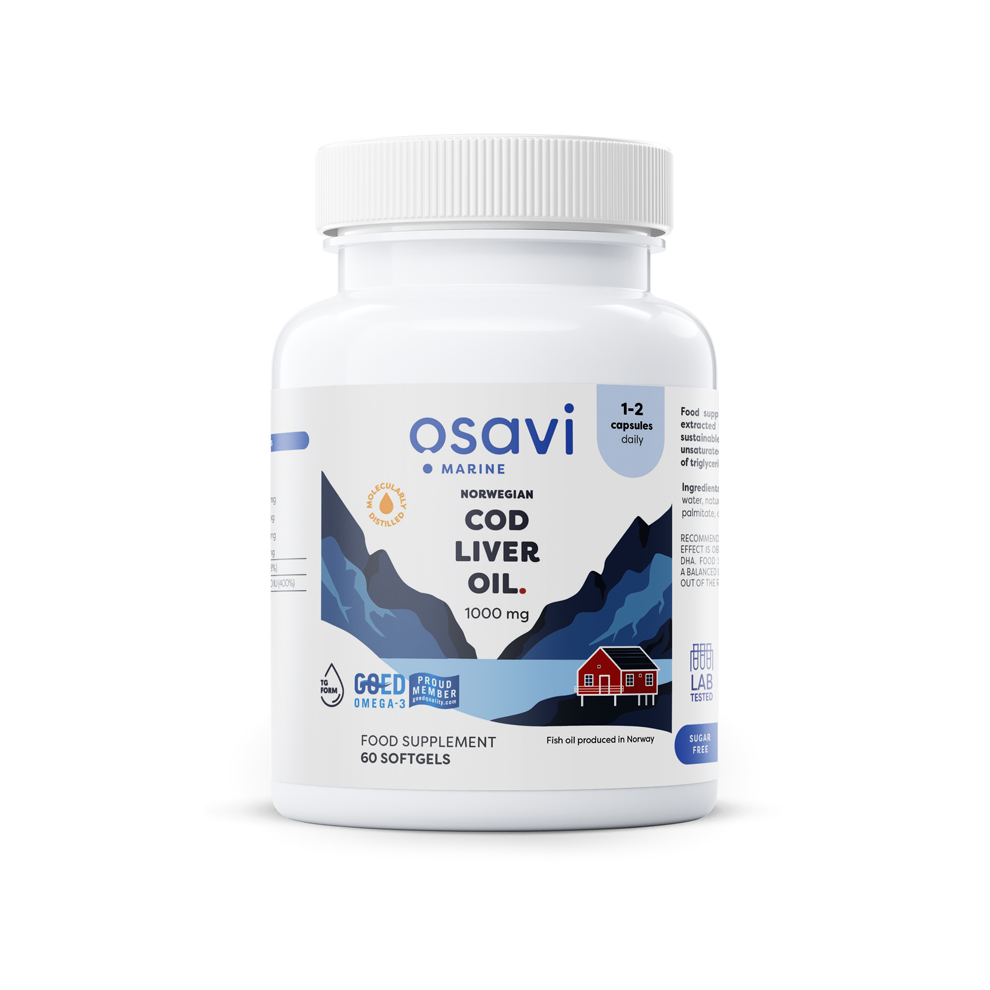 Osavi Norwegian Cod Liver Oil Softgels, 1000Mg (Lemon) - 60 Softgels
