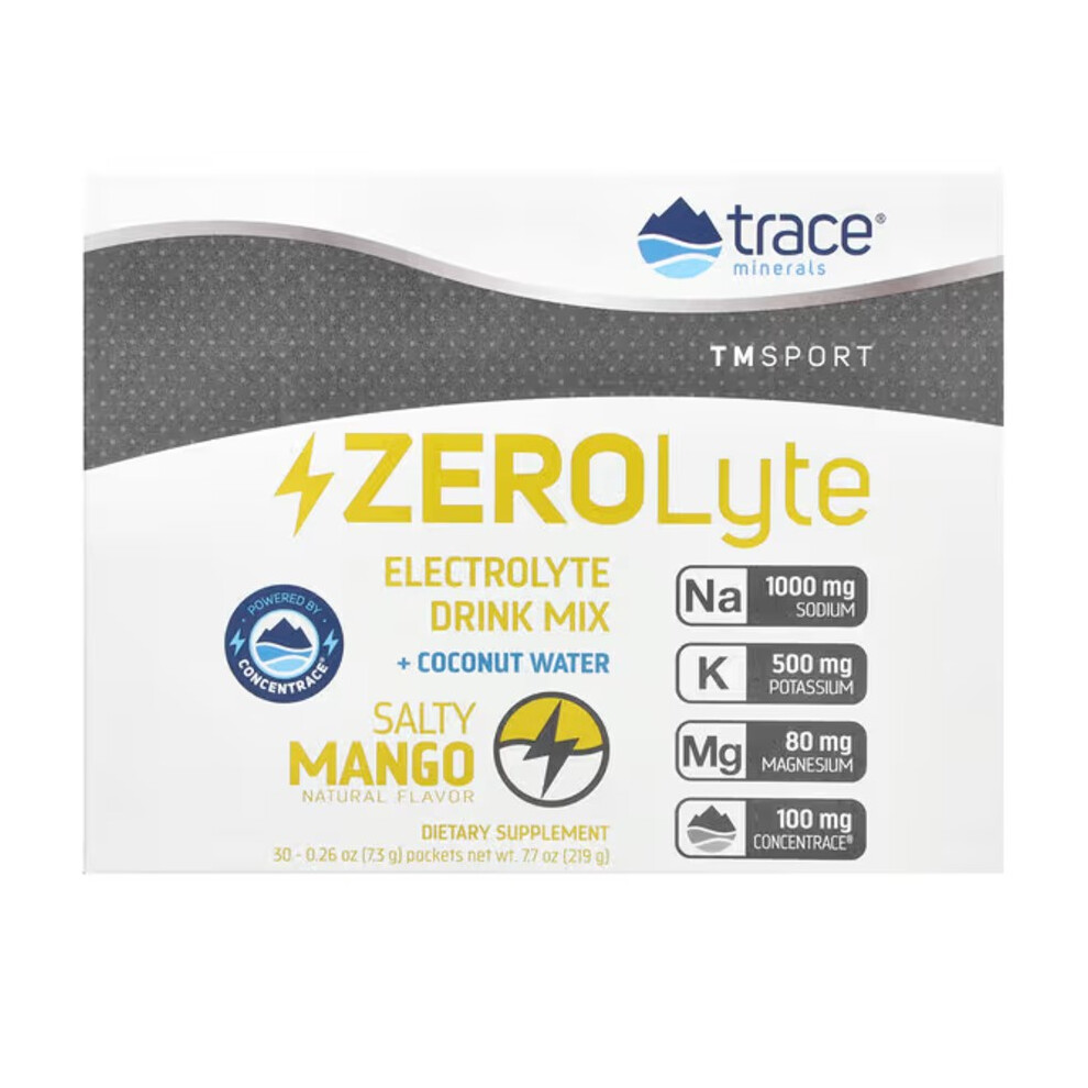 Trace Minerals Zerolyte, Salty Mango - 30 Packets