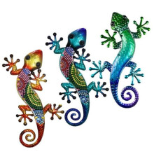 3pcs Acrylic Gecko Wall Decoration Home Office Living Room Indoor Outdoor Garden Wall Art Iron Hanging