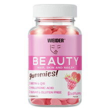 WEIDER Beauty Hair, Skin & Nails Gummies – Raspberry Flavour | 40 Gummies | Biotin + CoQ10 + Hyaluronic Acid
