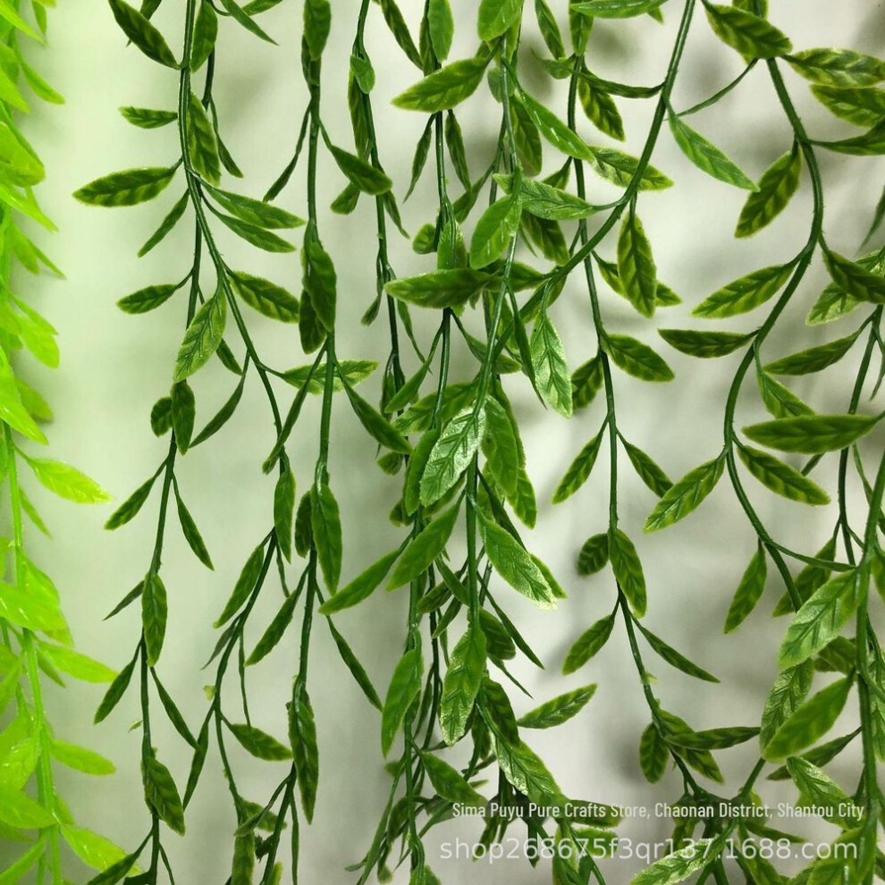 (dark green, 1 meter) Green Willow Leaf Dragon Ceiling Rattan Wall Hanging Plant Decoration.