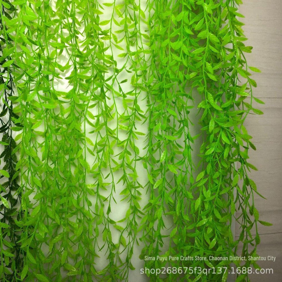 (light green, 1 meter) Green Willow Leaf Dragon Ceiling Rattan Wall Hanging Plant Decoration.