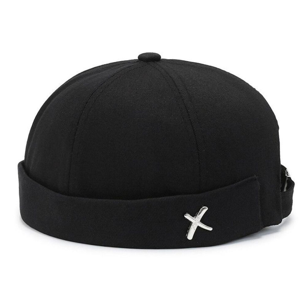 (black) Washed Style Brimless Docker Cap Cotton Brimless Hat Boy Girls