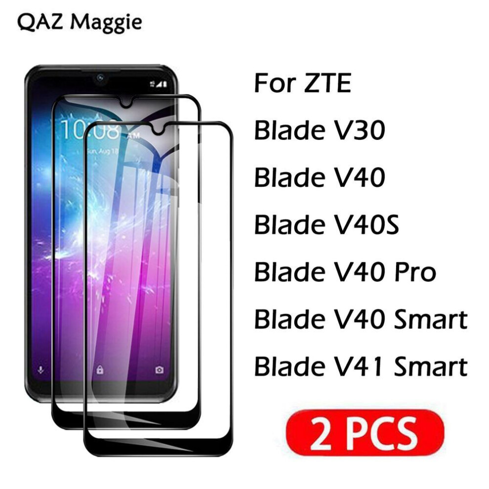 (as the picture, ZTE Blade V30) 2PCS For ZTE Blade V30 V40 V40S V41 V50 DESIGN Smart Pro Glass Full Cover Screen Protector Tempered Glass Film