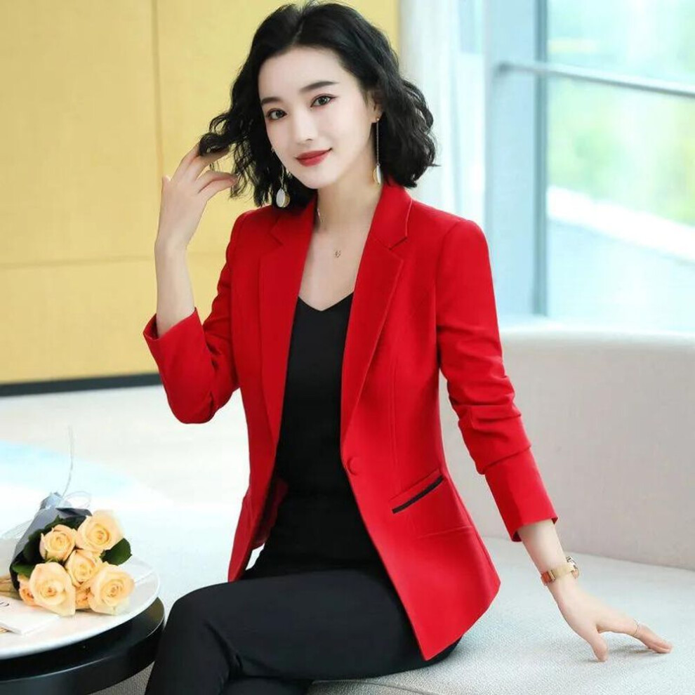 (red, XXXL) Ladies Blazer Long Sleeve Blaser Women Suit Jacket Blazer