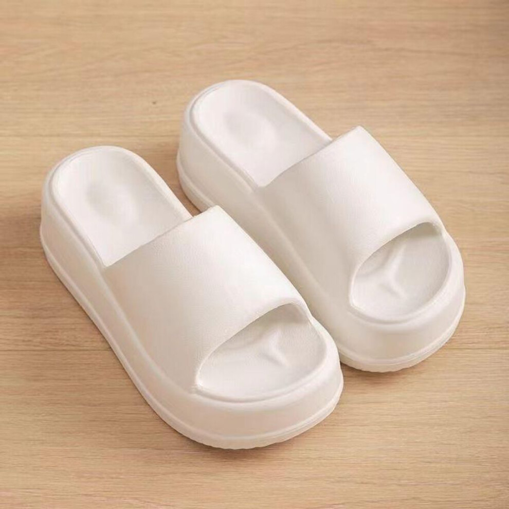 (white, 36) Thick Sole EVA Slippers Women&apos;s Fashion Home Platform Slippers Summer Outwear Non Slip Elevated Women Shoes