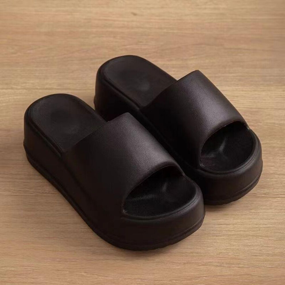 (black, 38) Thick Sole Eva Slippers Women&apos;s Fashion Home Platform Slippers Summer Outwear Non Slip Elevated Women Shoes