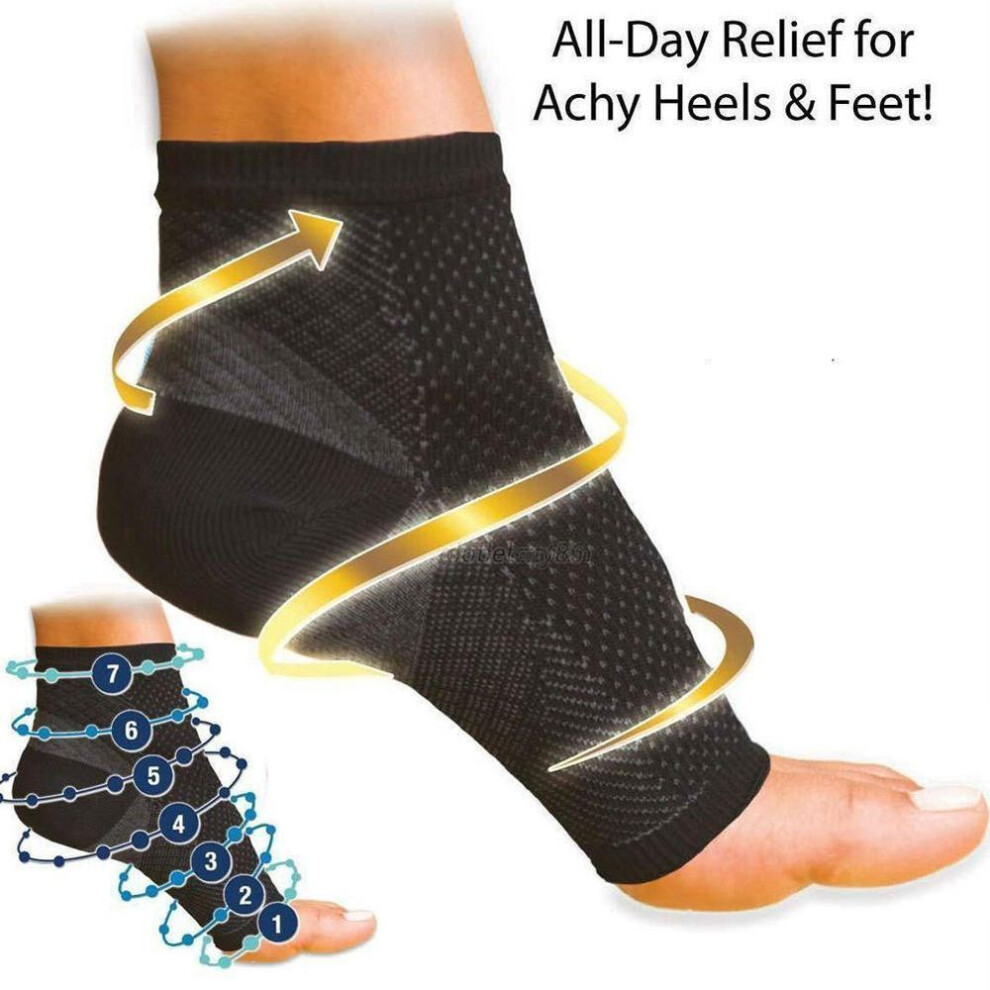 (black, 1pc) Ankle Foot Elastic Compression Anti Fatigue Circulation Swelling Relief Socks