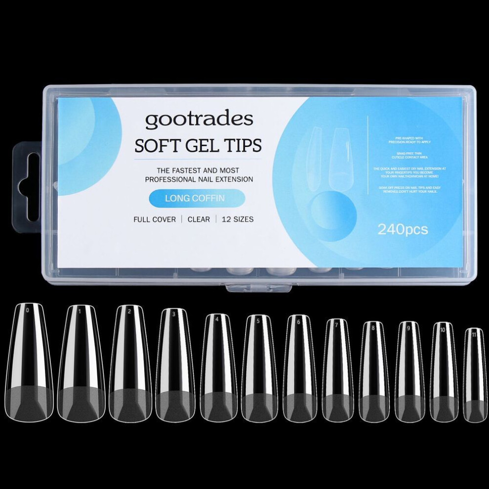 (Medium Coffin) Shape Soft Gel Nail Extension Gel Nail Tips Soft Gel Full Cover Nail Tips