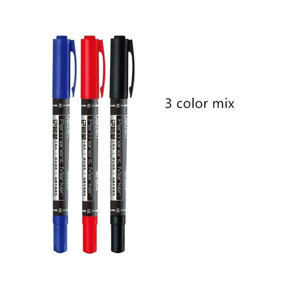 (multicolor) 3pcs Permanent Marker Pen Black Red Blue Color Bold Fine Point Pens For Cd Fabric Wood Drawing D6537