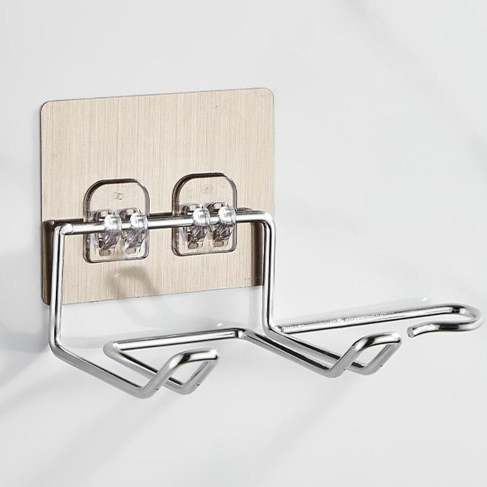 (grey) Wall Mounted Hair Dryer Holder Rack with Storage