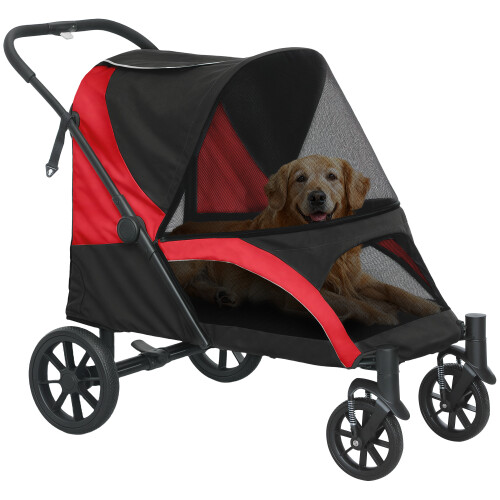 PawHut PawHut Foldable Pet Stroller for Large Dogs, Red/Black 1