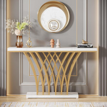 Console Tribesigns Table console dorée, 150 x 29,5 x 80 cm Table d'entrée moderne