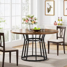 Table à manger Tribesigns 120cm, table de cuisine ronde avec plateau en structure bois pour 4 personnes