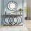 Tribesigns Console Tribesigns Table console, table de canapé étroite, table d'appoint moderne blanche et dorée 3