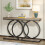 Tribesigns Console Tribesigns Table console, table de canapé étroite, table d'appoint moderne blanche et dorée 1