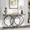 Tribesigns Console Tribesigns Table console, table de canapé étroite, table d'appoint moderne blanche et dorée 2