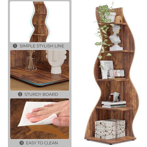 Tribesigns Tribesigns Corner Shelf 5 Tier Wall Corner Bookshelf, Corner Bookcase Storage Rack 2
