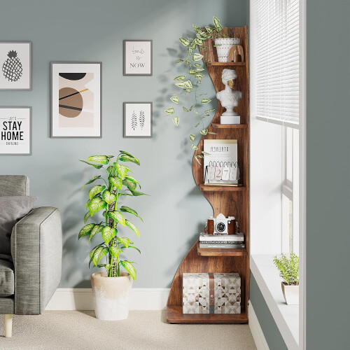 Tribesigns Tribesigns Corner Shelf 5 Tier Wall Corner Bookshelf, Corner Bookcase Storage Rack 1