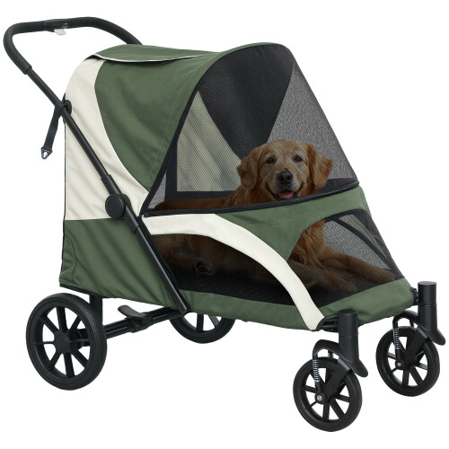 PawHut PawHut Foldable Pet Stroller for Large Dogs, Dark Green 1