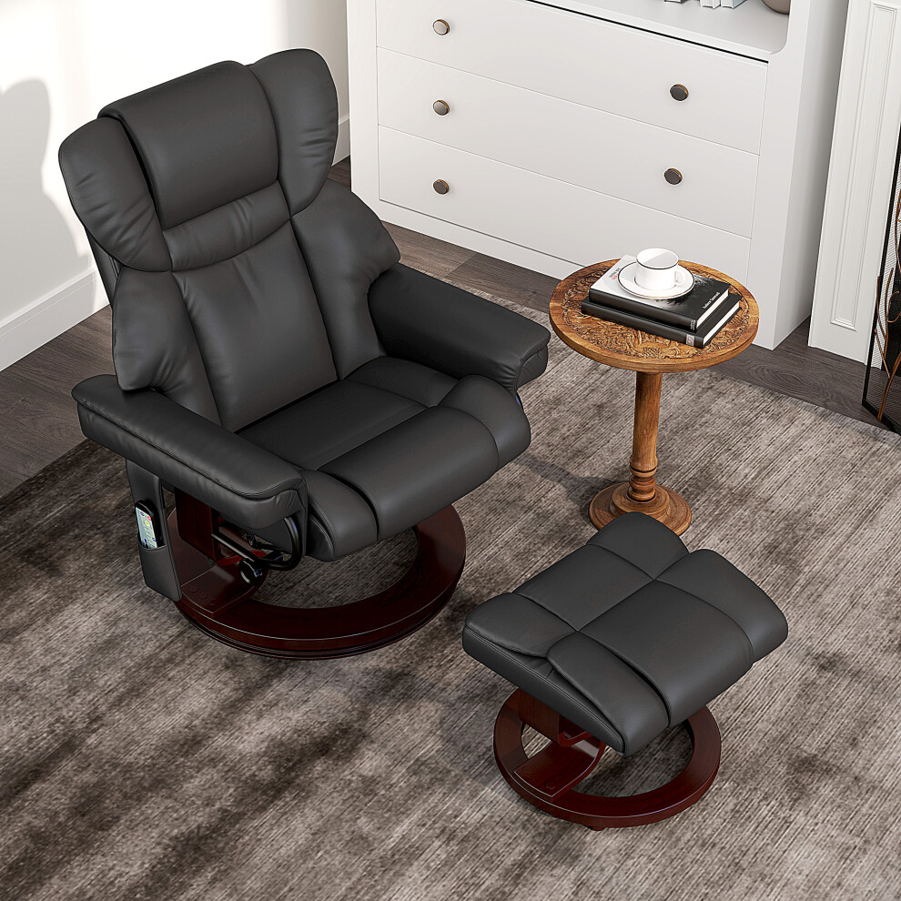 HOMCOM Massage Recliner Chair With Footstool And Adjustable Backrest, Black