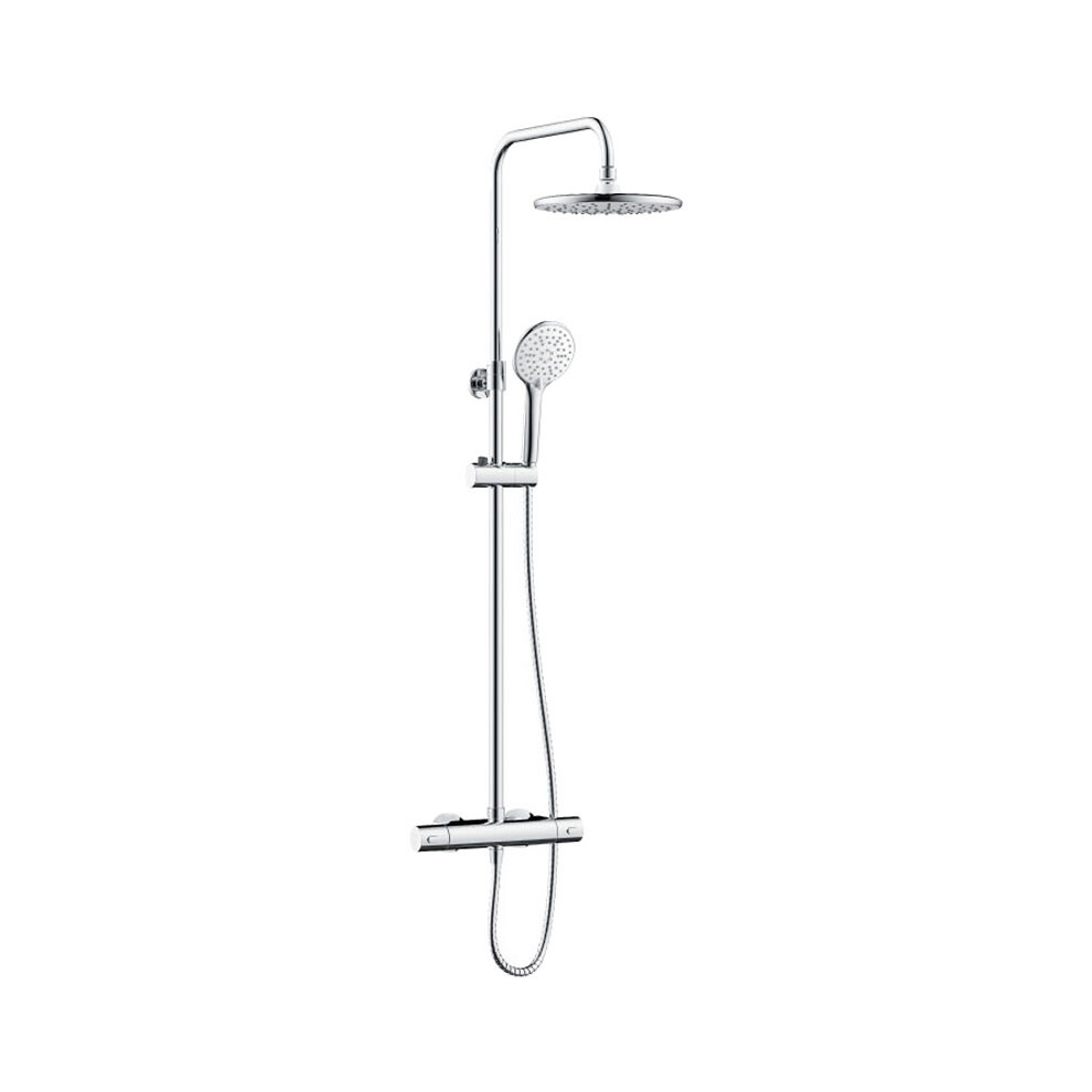 Bristan Buzz2 Adjustable Rigid Riser Dual Head Diverter Bar Mixer Thermostatic Shower - Chrome - BUZ2 SHXDIVCTFF C