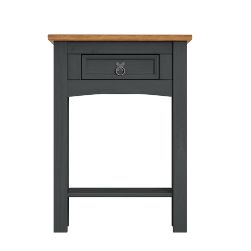Mercers Furniture Mercers Corona Charcoal 1 Drawer Console Table - Solid Pine, Antique Waxed Top, Lower Shelf 2