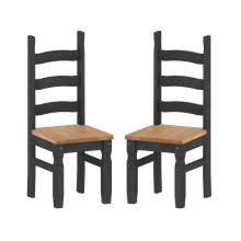 Corona Charcoal Dining Chairs x2 Dark Grey Wooden