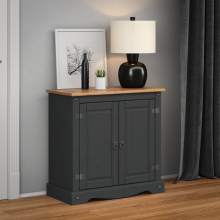 Corona Charcoal 2 Door Cupboard Sideboard Dark Grey Wooden Pine