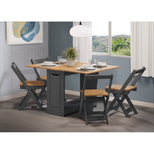 Mercers Furniture Corona Charcoal Butterfly Dining Set Drop Leaf Solid Wood Pine Wooden