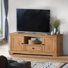 Country Antique Widescreen TV Unit Pine Wooden