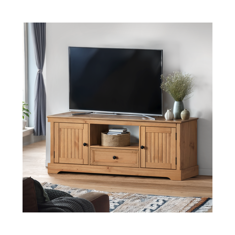 Mercers Furniture Country Antique Widescreen Tv Unit Pine Wooden