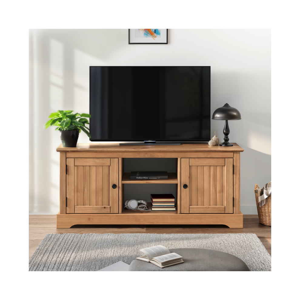 Mercers Furniture Country Antique 2 Door Tv Media Unit Stand Solid Wood Pine