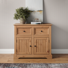 Country Antique 2 Door Sideboard Solid Wood Pine Wooden Cabinet