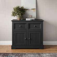 Country Carbon 2 Door Sideboard Dark Grey Solid Wood Pine Wooden Cupboard