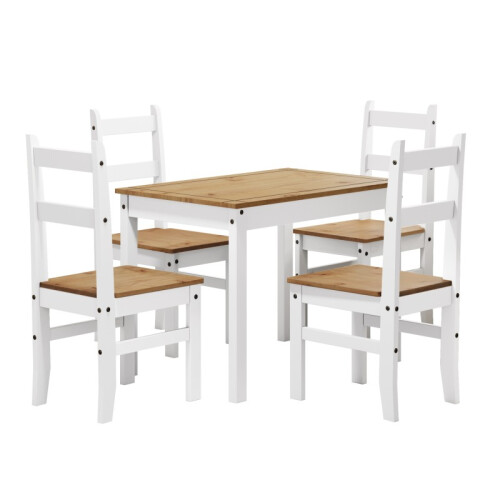 Mercers Furniture Corona White Budget Dining Table And 4 Chairs Set 1