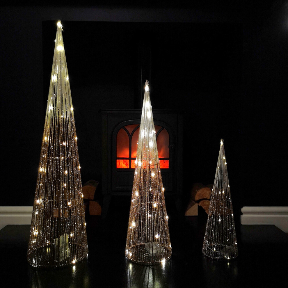 Samuel Alexander 3 Piece LED Gold Tree Cone Obelisk Set - Warm White - Image 5