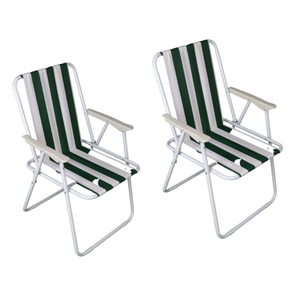 Samuel Alexander 2 Pack Of Folding Camping / Picnic Chair In And Garden Patio Green/White