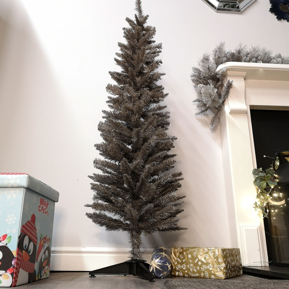 Samuel Alexander 5Ft (150Cm) Snowtime Wrapped Pencil Pine Christmas Tree With 236 Tips Grey