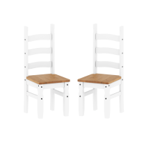 Corona White Dining Chairs Pair Solid Wood Mexican Pine Wooden x2
