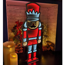 87cm Infinity Light up Standing Nutcracker Christmas Decoration with Red & White LEDs on Metal Base