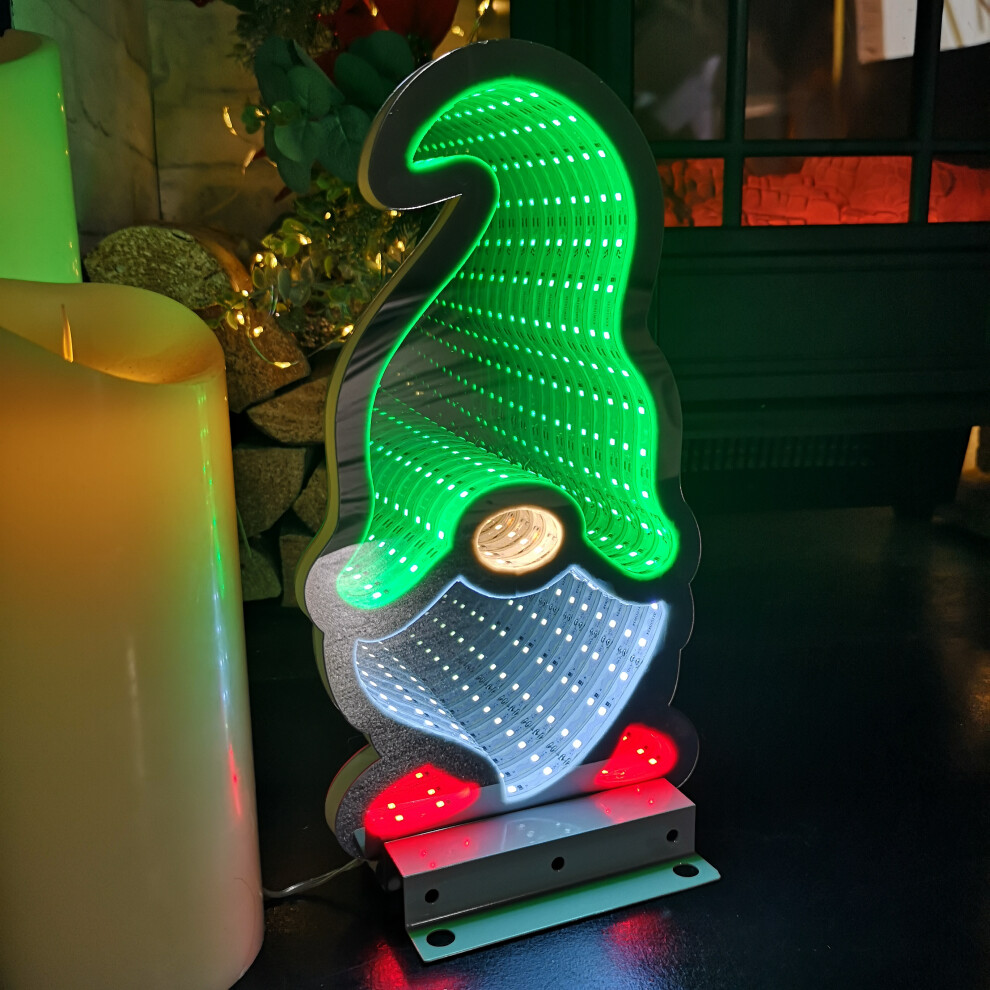 Samuel Alexander 30Cm Infinity Light Up Christmas Gonk Decoration With Green & White Leds On Metal Base - Image 5