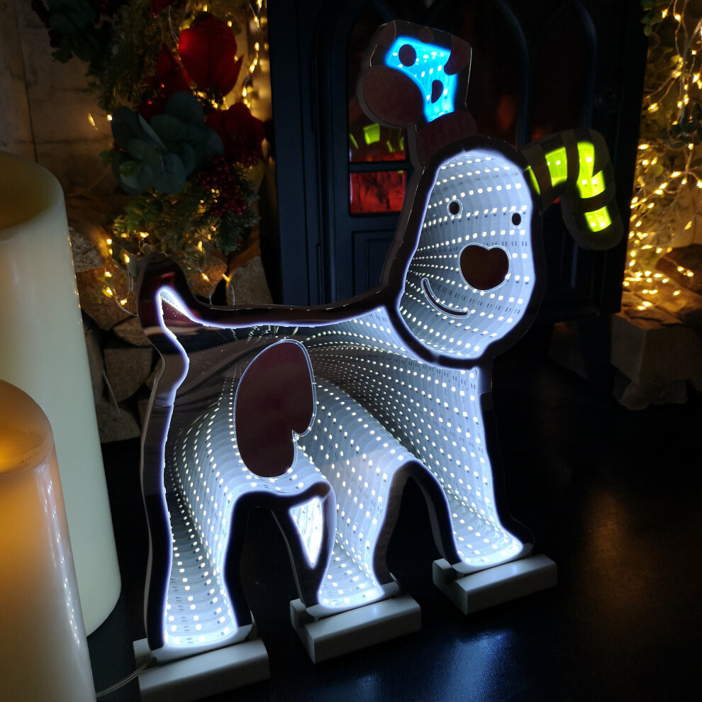 Samuel Alexander White 40Cm Led Infinity Snowdog Christmas Decoration With Wooden Base - Image 5