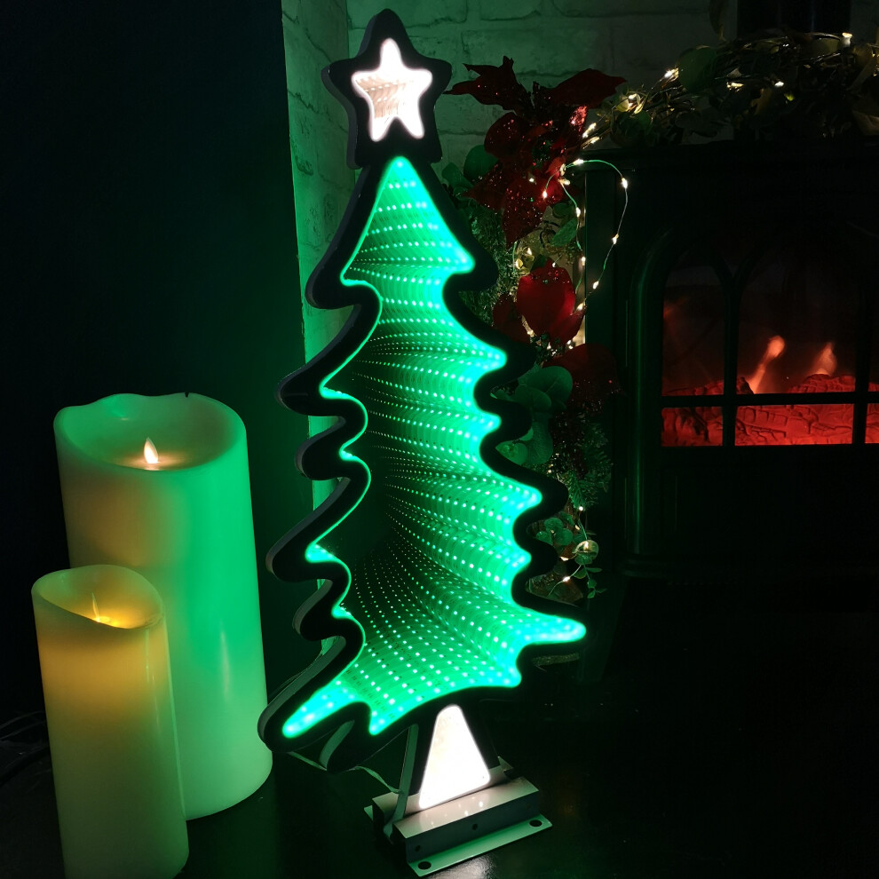 Samuel Alexander Unisex Green 60Cm Light Up Christmas Tree Infinity Decoration With Leds On Metal Base - Image 5
