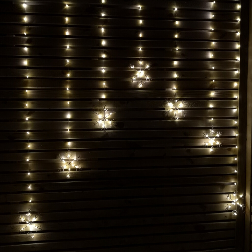 Samuel Alexander 1.2M Battery Operated Snowflake Curtain Christmas Lights With 147 Warm White Leds