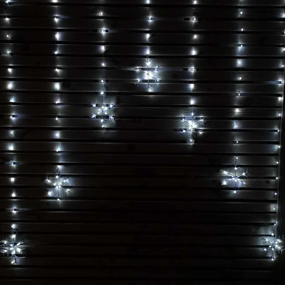 Samuel Alexander 1.2M Battery Operated Snowflake Curtain Christmas Lights With 147 White Leds