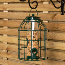 Samuel Alexander Metal Hanging Bird Feeder with Squirrel Guard - Durable Mesh Feeder for Seed Mixes & Sunflower Seeds
