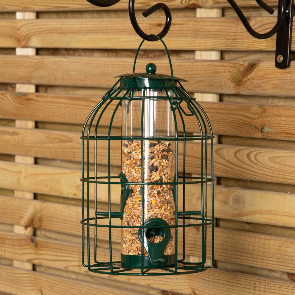 Samuel Alexander Metal Hanging Bird Feeder With Squirrel Guard - Durable Mesh Feeder For Seed Mixes & Sunflower Seeds